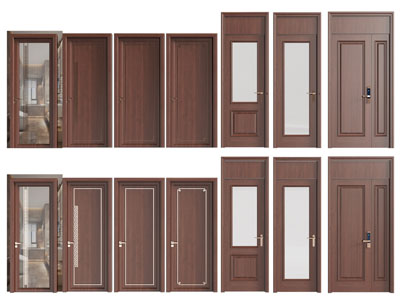 新中式木门 平开门 玻璃门 子母入户门