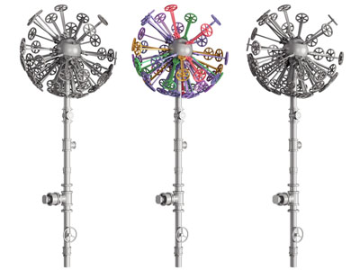 工业风loft管道水阀蒲公英雕塑雕刻3d模型 工业风loft管道水阀蒲公英雕塑雕刻