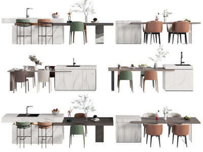 现代吧台餐桌椅组合