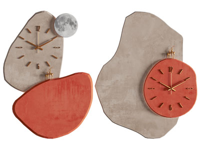 侘寂风钟表 墙饰挂件3d模型 侘寂风钟表 墙饰挂件