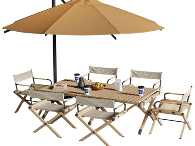 现代户外遮阳伞 可折叠休闲桌椅组合