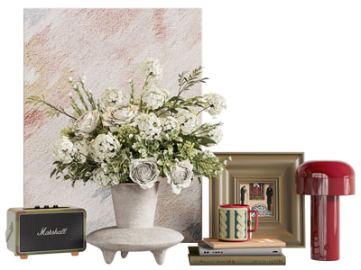 侘寂风陶艺花瓶花卉 装饰画 台灯摆件组合