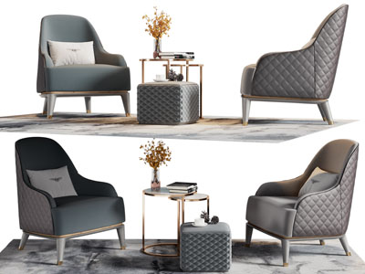 欧式单人沙发 边几