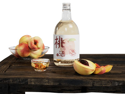 现代桃子水果 果酒饮料3d模型 现代桃子水果 果酒饮料