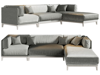 现代布艺转角多人沙发