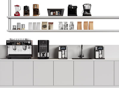 现代咖啡机 咖啡豆摆件组合