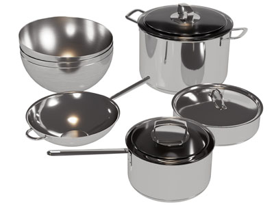 现代不锈钢碗 锅厨具组合