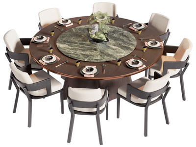 现代圆形餐桌椅组合