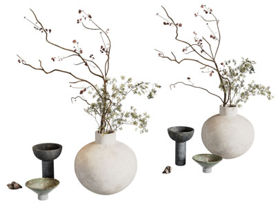 侘寂风花瓶花卉摆件组合