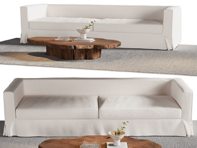 现代多人沙发和茶几组合