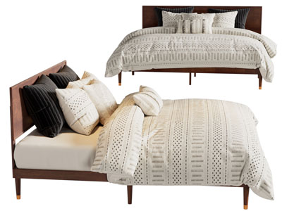 北欧中古风实木双人床