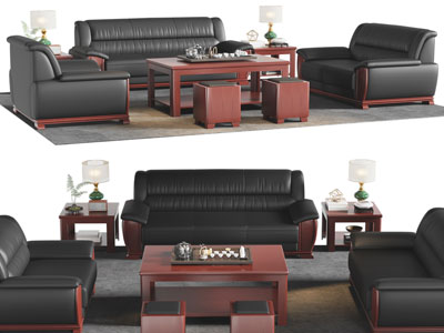 现代多人 单人沙发和茶几组合