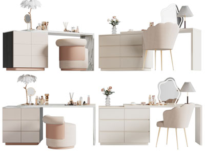 现代奶油风化妆 梳妆台