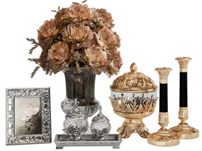 欧式雕花花瓶花卉 烛台 装饰画摆件组合