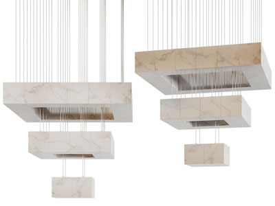 现代三层方形吊灯