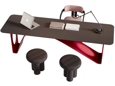 新中式书桌椅组合3d模型 新中式书桌椅组合