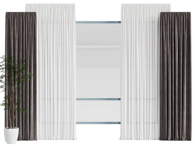 现代窗帘窗纱3d模型 现代窗帘窗纱