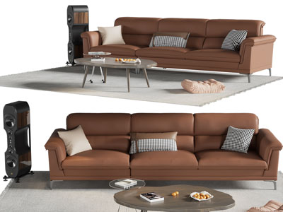 现代多人沙发 茶几组合