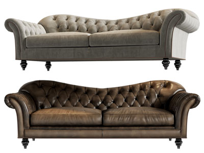 美式软包靠背多人沙发