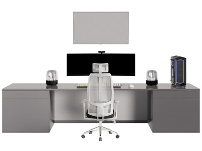 现代书桌椅组合3d模型 现代书桌椅组合