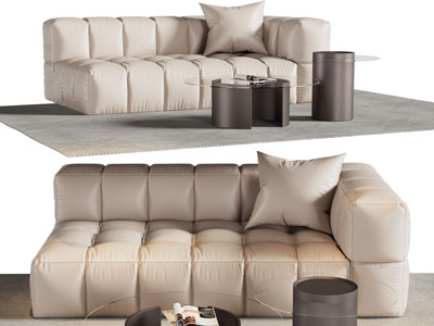 现代布艺双人沙发 茶几组合