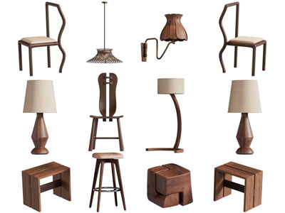 中古风休闲椅子 台灯 吧凳