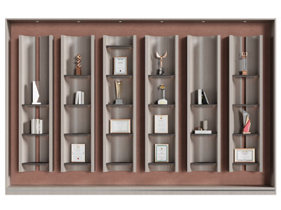 现代奖杯奖牌荣誉背景墙3d模型 现代奖杯奖牌荣誉背景墙