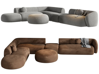 现代转角多人沙发