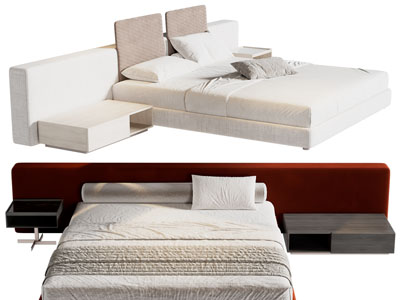 现代双人床 床头柜