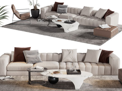 现代多人沙发 茶几组合