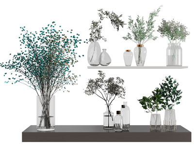 现代玻璃花瓶花卉