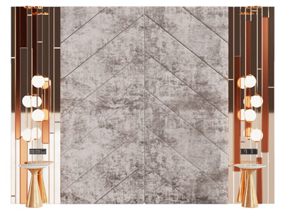 新中式软包床头背景墙3d模型 新中式软包床头背景墙