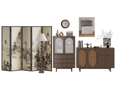 侘寂风中古风屏风 玄关柜 餐边柜