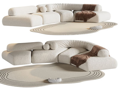 现代奶油风多人沙发