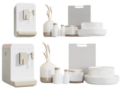 现代直饮机 调料瓶 碗碟厨具摆件组合