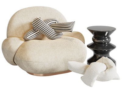 现代轻奢懒人沙发 边几