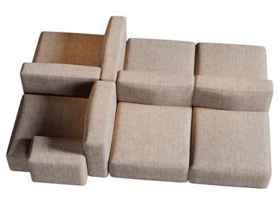 现代布艺多人沙发