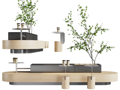 现代咖啡厅休闲卡座桌子