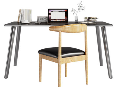 现代书桌椅组合3d模型 现代书桌椅组合