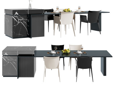 现代吧台餐桌椅组合