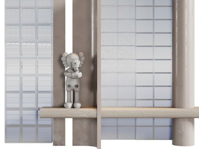 现代玄关玻璃砖隔断3d模型 现代玄关玻璃砖隔断