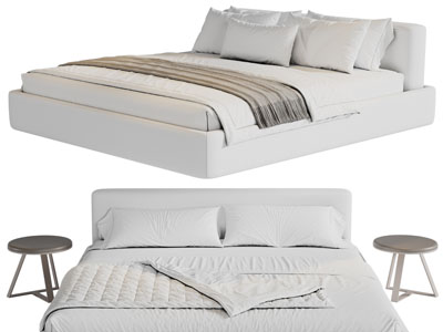 现代双人床 床头几