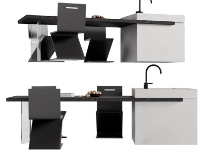 现代吧台餐桌椅组合