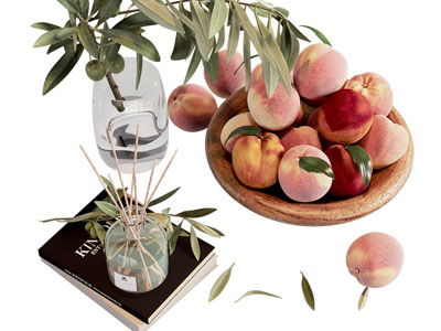 现代香薰 花瓶 桃子摆件组合