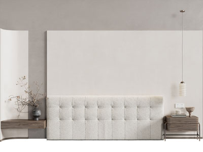 侘寂风布艺软包床头背景墙3d模型 侘寂风布艺软包床头背景墙