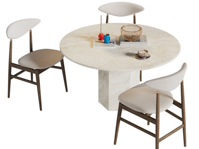 现代圆形餐桌椅组合