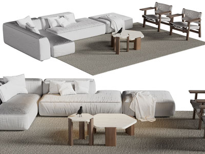 现代转角多人沙发 休闲椅子和茶几组合