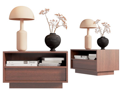 侘寂风实木床头柜