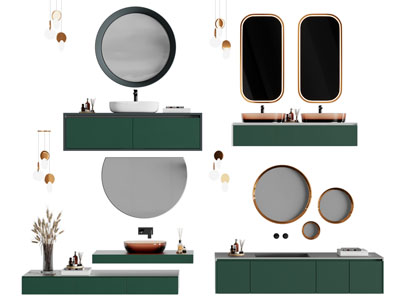 现代轻奢洗手台 镜子