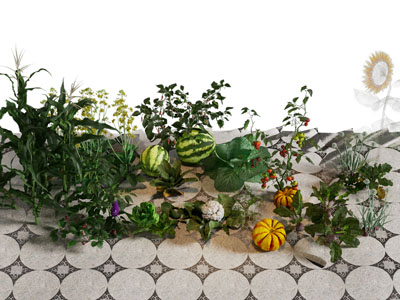 现代花草植物景观园艺小品